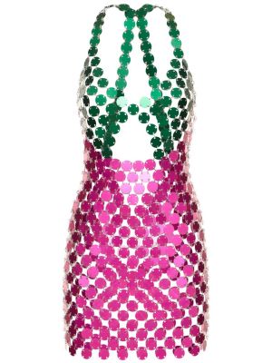 Mini šaty s flitry Fannie Schiavoni růžové