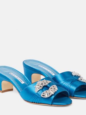 Атласные туфли Manolo Blahnik синие