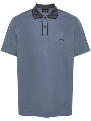 Medvilninis siuvinėtas polo marškinėliai Brioni mėlyna