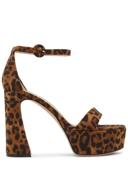Sandále s potlačou s leopardím vzorom Gianvito Rossi