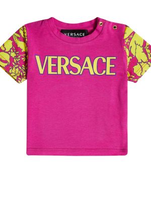 Puuvilla t-paita tytöille Versace Kids pinkki