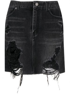 Obnosená džínsová sukňa Goen.j čierna