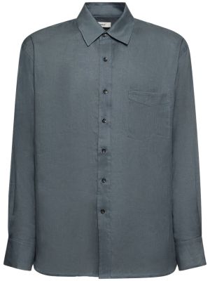 Camisa de lino oversized con bolsillos Commas gris