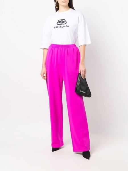 Pantalones de chándal con bordado Balenciaga rosa