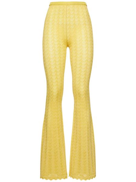 Pantaloni din dantelă Alessandra Rich galben