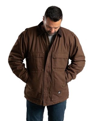 Пальто с потертостями Berne коричневое