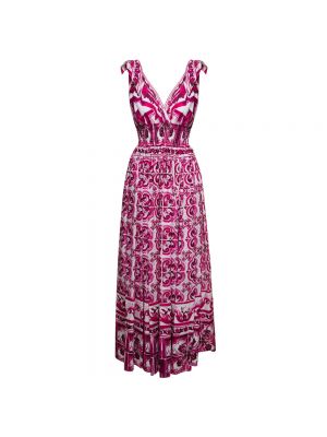 Robe longue en coton Dolce & Gabbana rose