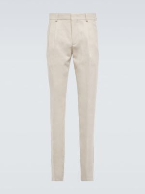 Pantalones de lino slim fit Loro Piana blanco