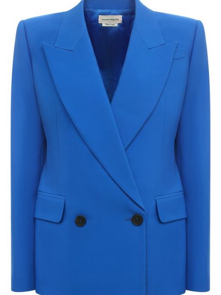 Шерстяной пиджак Alexander Mcqueen голубой