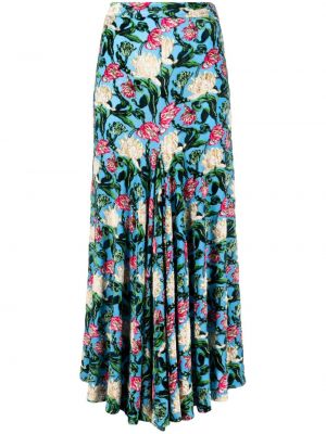 Midi suknja s cvjetnim printom s printom Rabanne plava