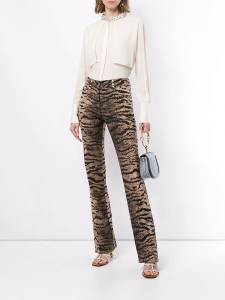 Pantalones con estampado con rayas de tigre Giambattista Valli marrón