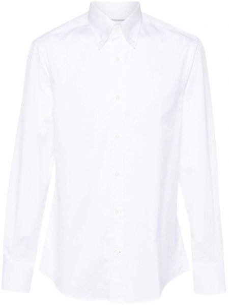 Pérová bavlnená košeľa Brunello Cucinelli biela