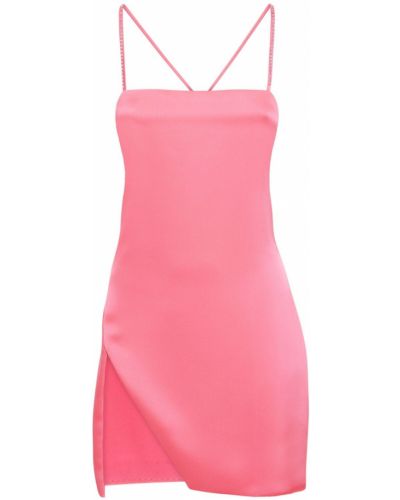 Satynowa sukienka mini The Attico różowa