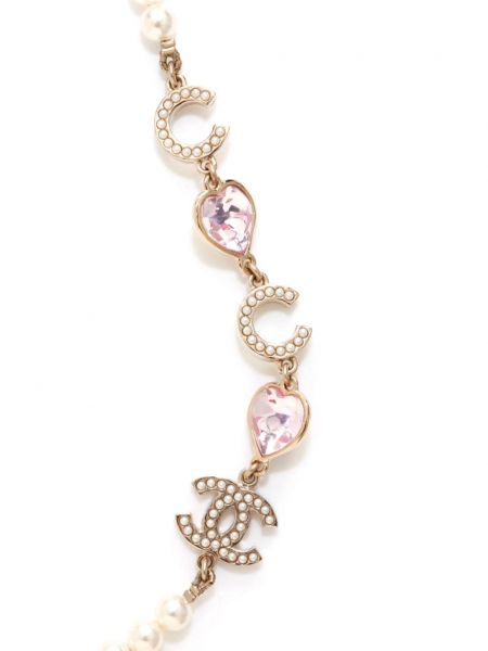 Zlatý náhrdelník s perlami Chanel Pre-owned zlatý