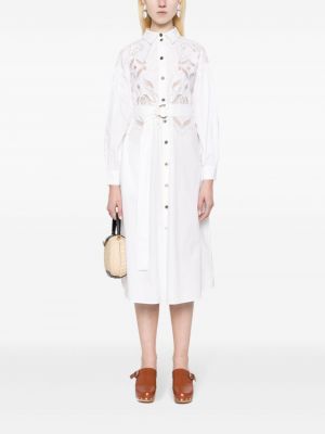 Krajkové bavlněné košilové šaty Liu Jo bílé