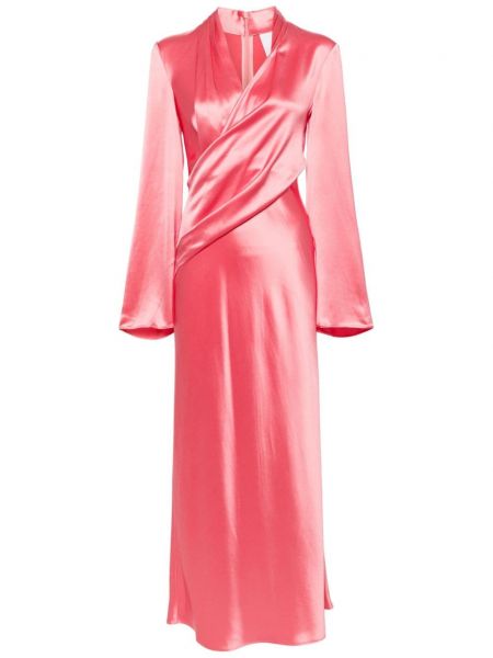 Różowa satynowa sukienka koktajlowa Acler