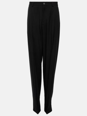 Vlněné rovné kalhoty Balenciaga černé