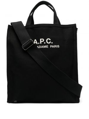 Βαμβακερή τσάντα shopper με σχέδιο A.p.c. μαύρο