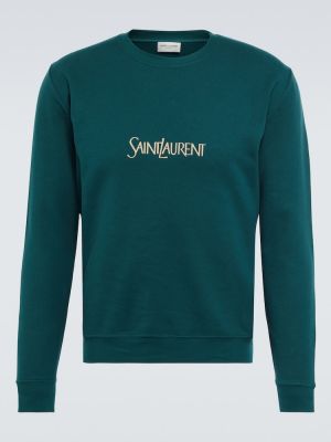 Bluza dresowa bawełniana z dżerseju Saint Laurent zielona