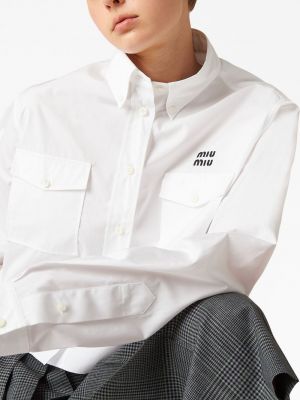 Siuvinėta marškiniai Miu Miu balta