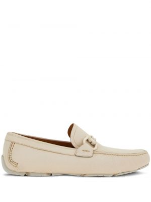 Pantofi loafer din piele cu cataramă Ferragamo alb