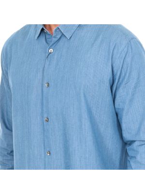 Koszula na guziki z długim rękawem Armani niebieska
