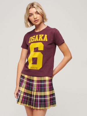 Флокированная футболка с принтом Osaka 6 в стиле годов Superdry, портвейн красный/желтый