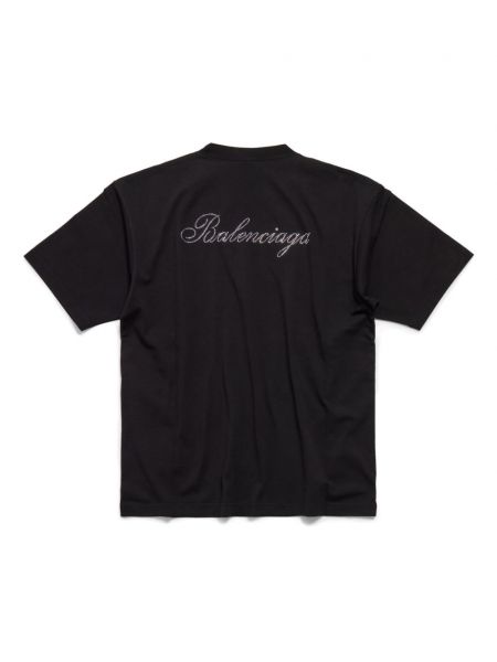 T-shirt en coton à imprimé Balenciaga noir