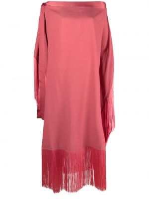 Krepové midi šaty s třásněmi Taller Marmo růžové