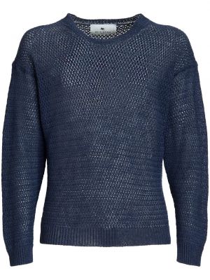 Laneni pulover Etro modra