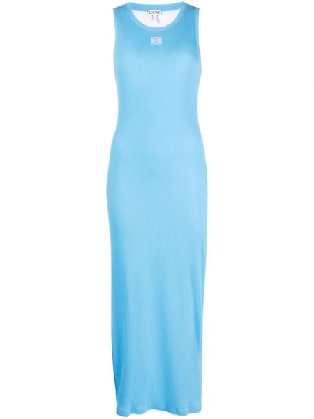 Dlouhé šaty s výšivkou Loewe modré