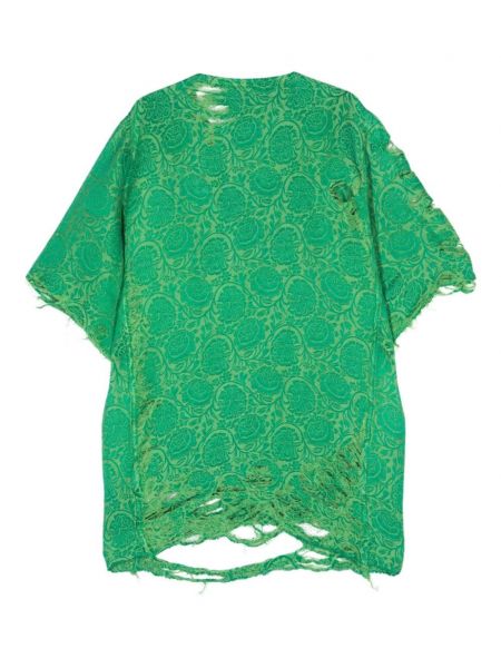 Koszula z przetarciami w kwiatki żakardowa Loewe zielona