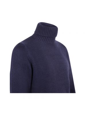 Jersey cuello alto de lana de lana merino con cuello alto Zanone azul