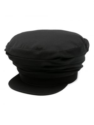 Woll baskenmütze mit drapierungen Yohji Yamamoto schwarz