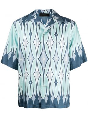 Hedvábná košile s potiskem s argylovým vzorem Amiri modrá