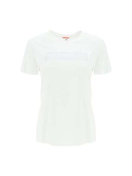 Koszulka slim fit bawełniana z nadrukiem Parajumpers biała