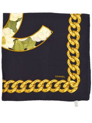 Hedvábný šál Chanel Pre-owned černý