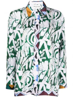 Jedwabna bluzka z nadrukiem w abstrakcyjne wzory Munthe