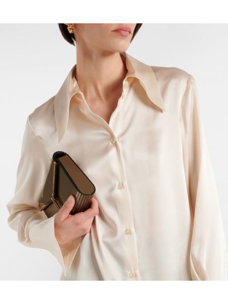 Сатенена риза Nina Ricci бяло
