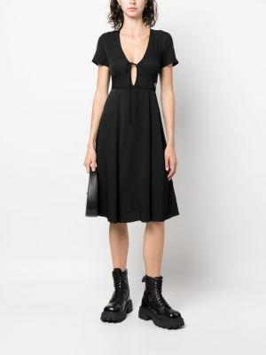 Midi šaty s výstřihem do v Calvin Klein Jeans černé