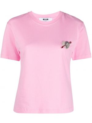 Памучна тениска от джърси Msgm розово