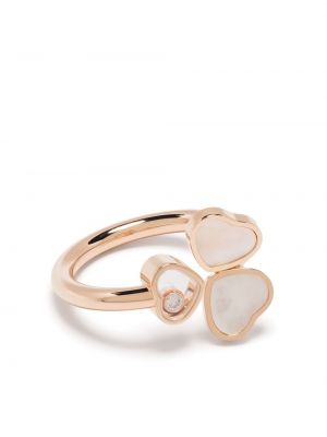 Złoty perły pierścionek Chopard, różowy