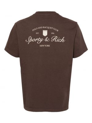 Kokvilnas t-krekls ar apdruku Sporty & Rich brūns