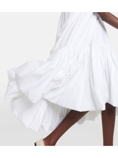 Βαμβακερή μίντι φόρεμα The Row λευκό