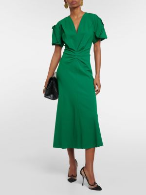 Шерстяное платье миди Victoria Beckham зеленое
