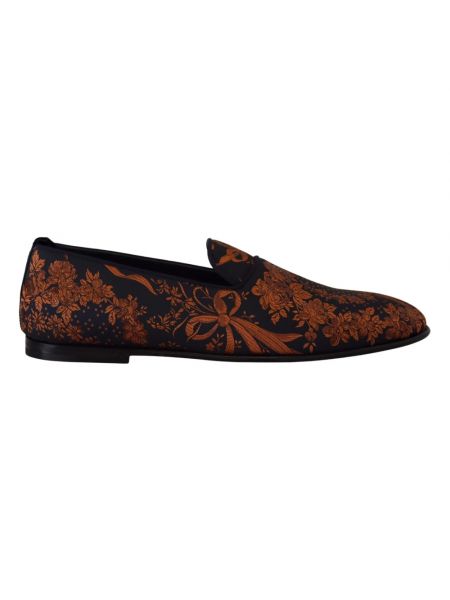 Loafers w kwiatki Dolce And Gabbana niebieskie