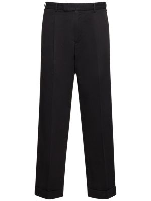 Pantalones de lino de algodón Pt Torino negro