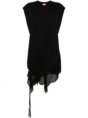 Asymetrické bavlněné šaty Diesel černé