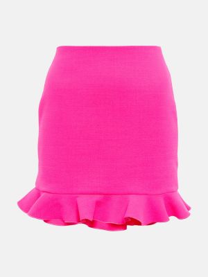 Vunena mini suknja David Koma ružičasta