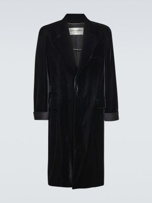Oversize сатенено палто Saint Laurent черно